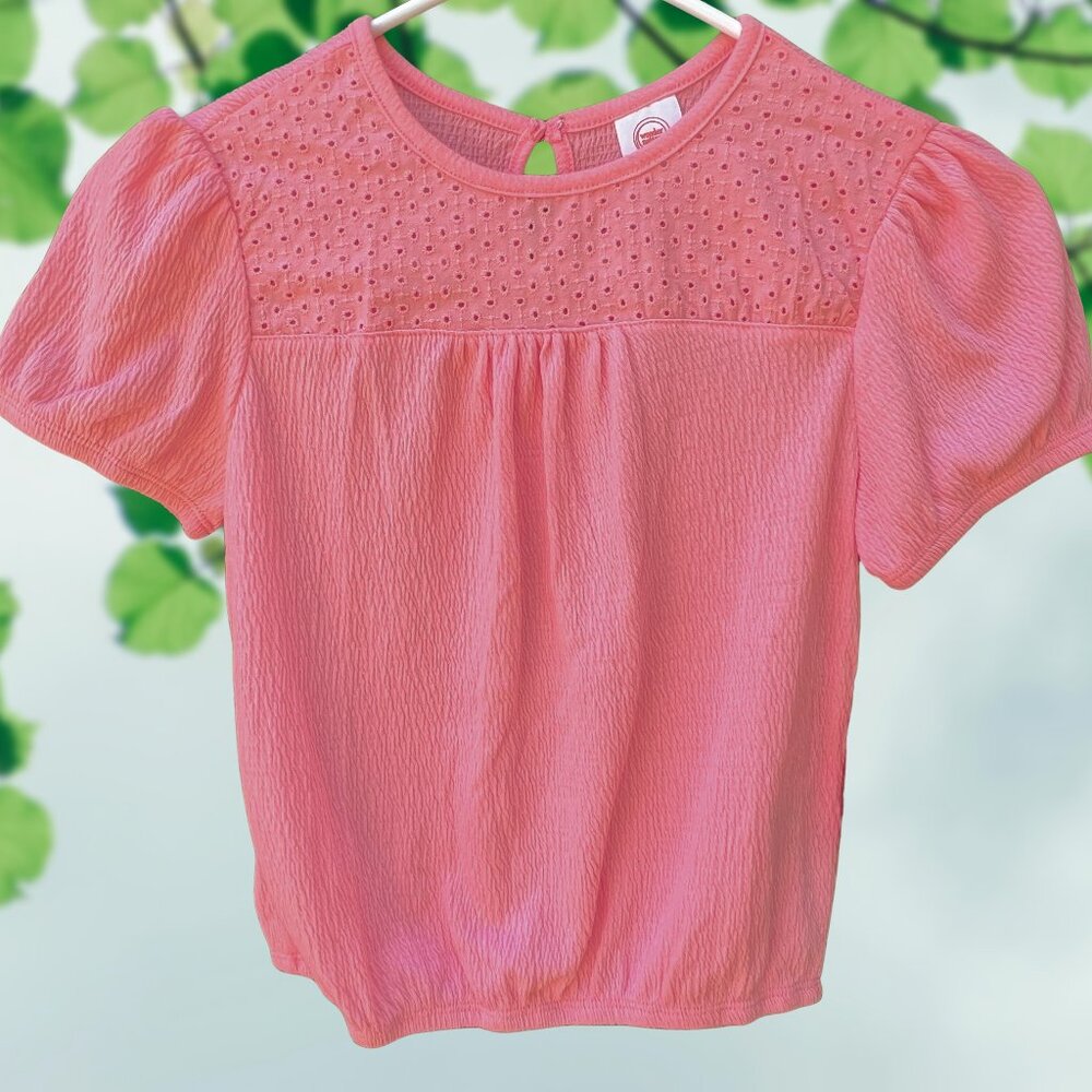 Wonder Nation® Eyelet Pink Coral Girl's Top Spring Summer New